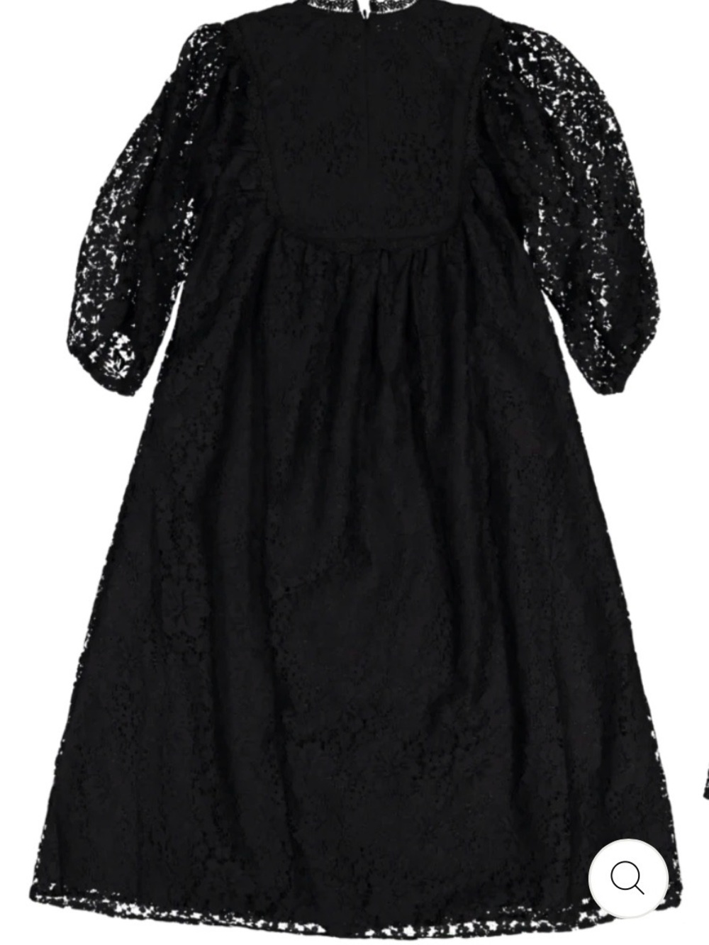 Black Lace Midi Dress with Puff Sleeves
